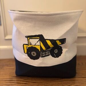 Kids Storage Bin with Yellow and Black Construction Design